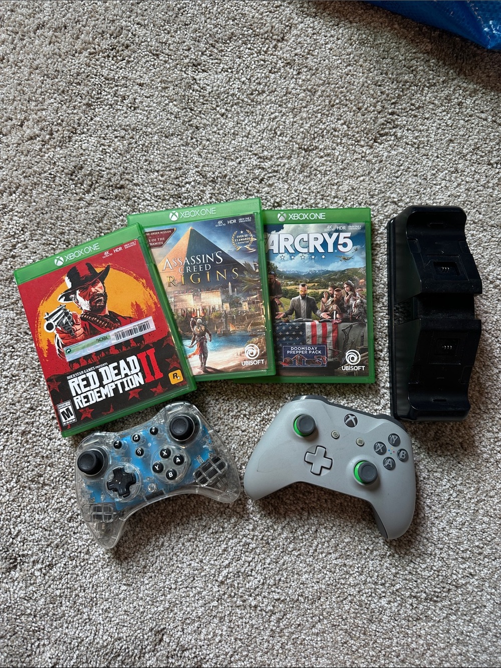 Wireless Controller Bundle with Grey Controller and Clear Blue Controller -
